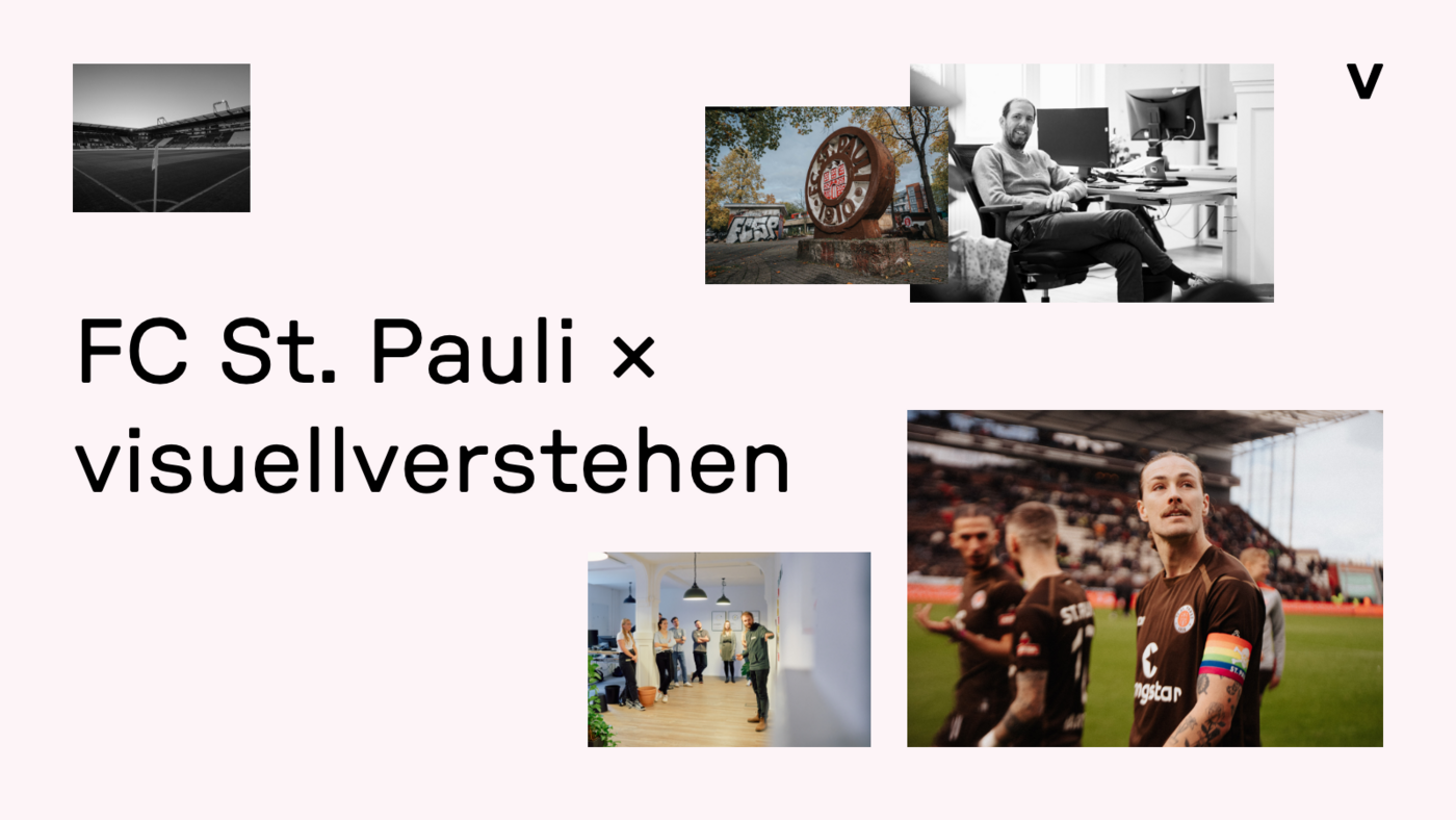 Eine Grafik, die die Partnerschaft zwischen visuellverstehen und dem FC St. Pauli verbildlicht.