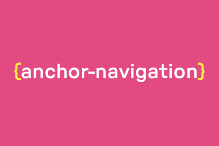 Das Wort anchor-navigation in weißer Schrift und gelben Klammern auf pinkem Hintergrund.