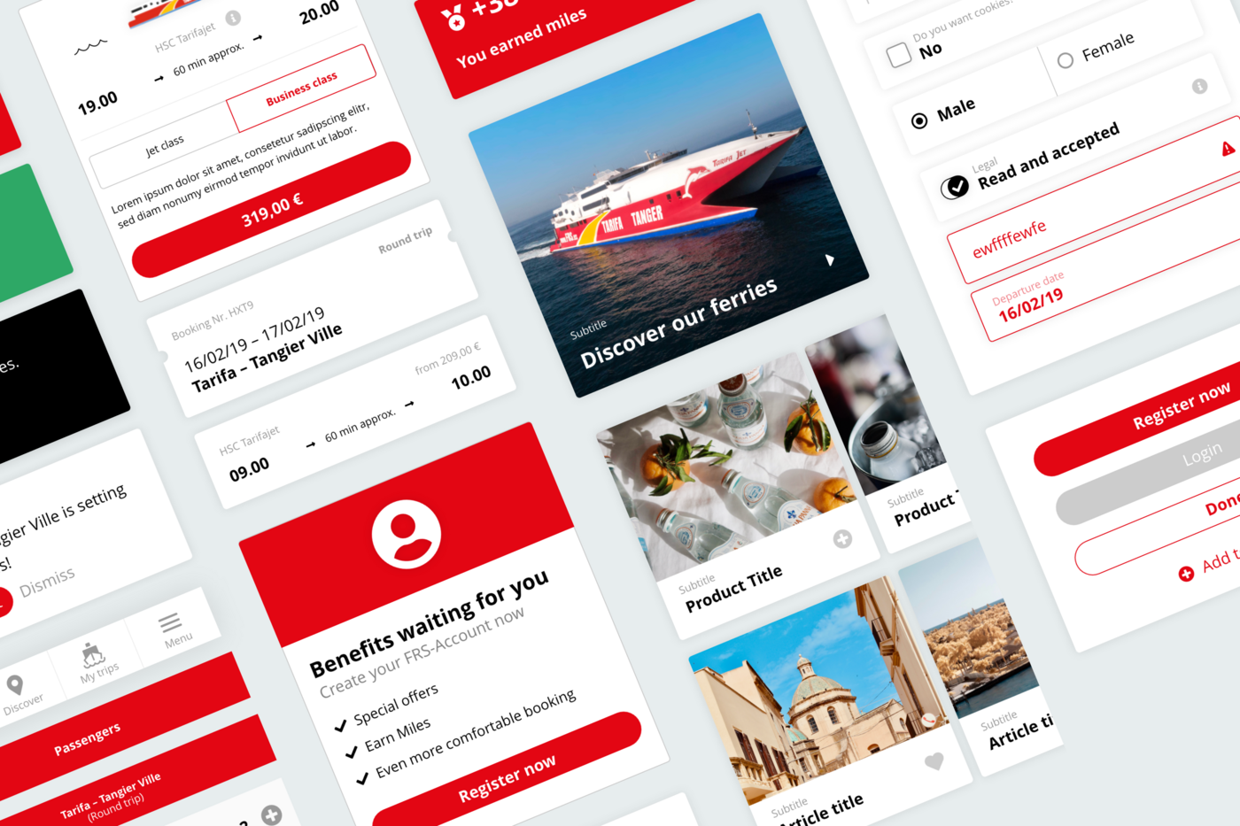 Eine Grafik zeigt auf hellgrauem Hintergrund anhand einiger Screenshots die App, die für FRS entwickelt wurde, im mobilen Format.