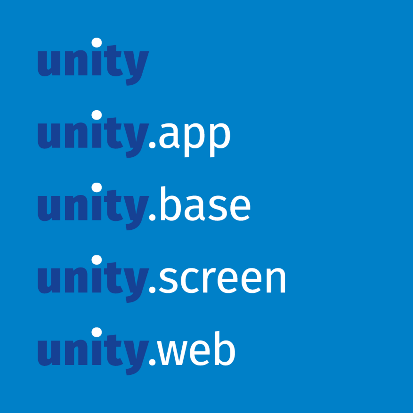 Auf blauem Hintergrund stehen verschiedene Ausführungen der Unity-App, die für LEAB entwickelt wurde.