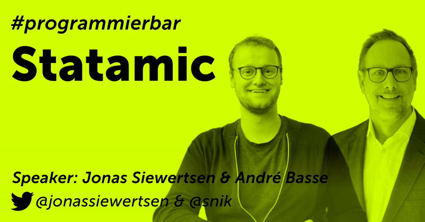 Ein in Grüntönen gehaltenes Podcastbanner, das die Redner und den Namen des Podcasts zeigt.