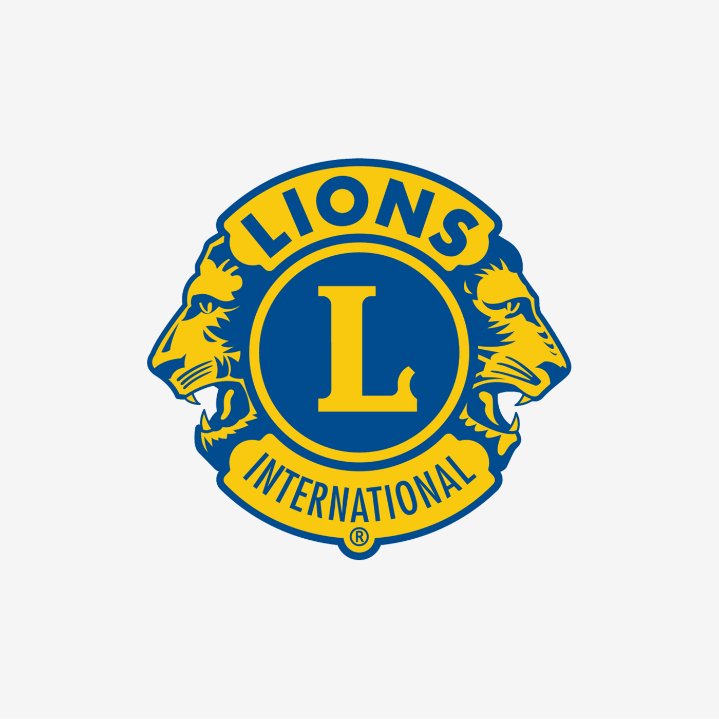 Das gelbblaue Logo des Lions Club auf hellem Hintergrund.