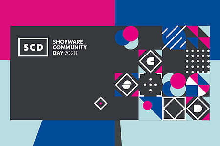 Das blau-pink-graue Banner des Shopware-Community-Days 2020.