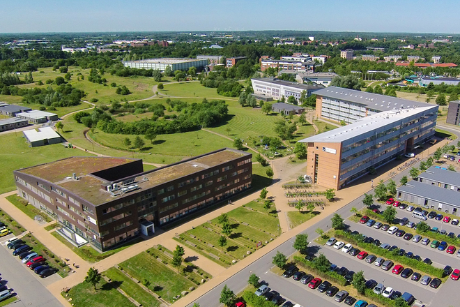 Luftbild vom Campus der Europa Universität Flensburg
