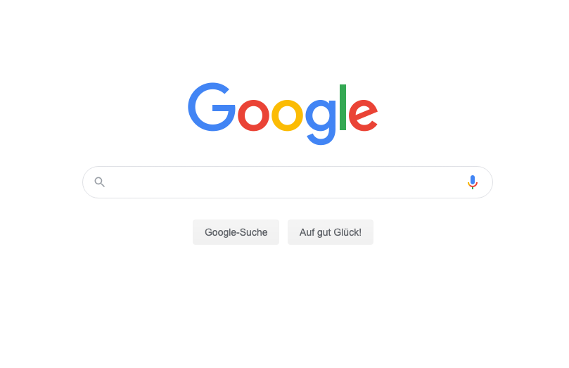 Googles Suchmaske, das Suchfeld ist leer.