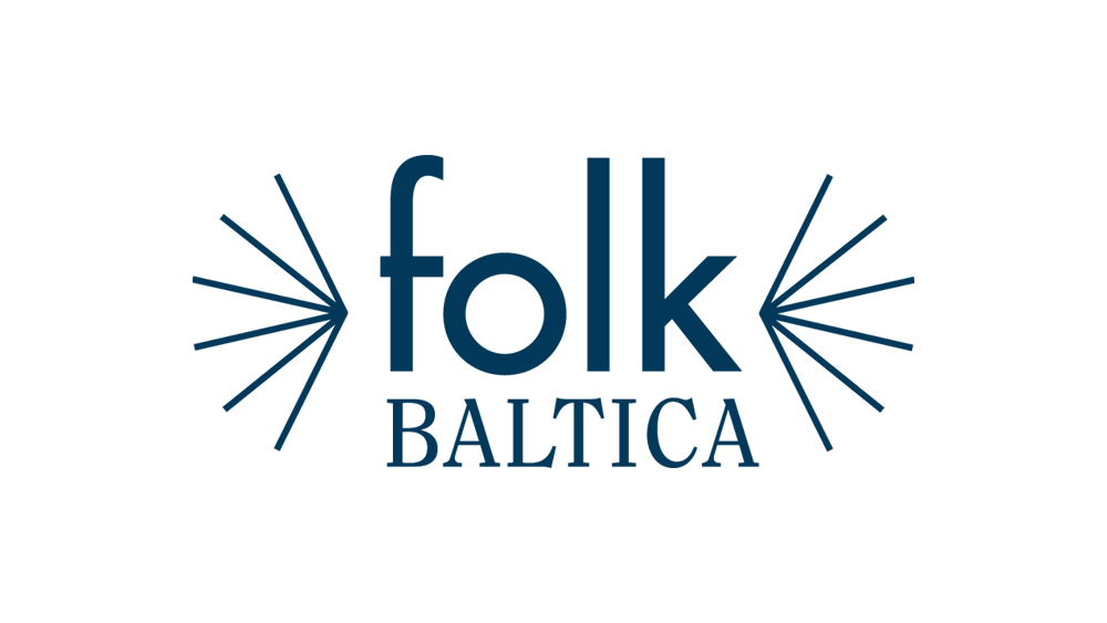 Das Folk Baltica-Logo, blau auf weißem Untergrund.